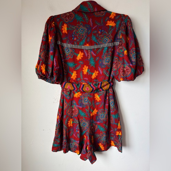 FARM RIO ANTHROPOLOGY Floral Red ROMPER - Picture 10 of 16